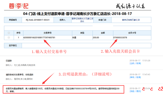 线上支付退款事宜